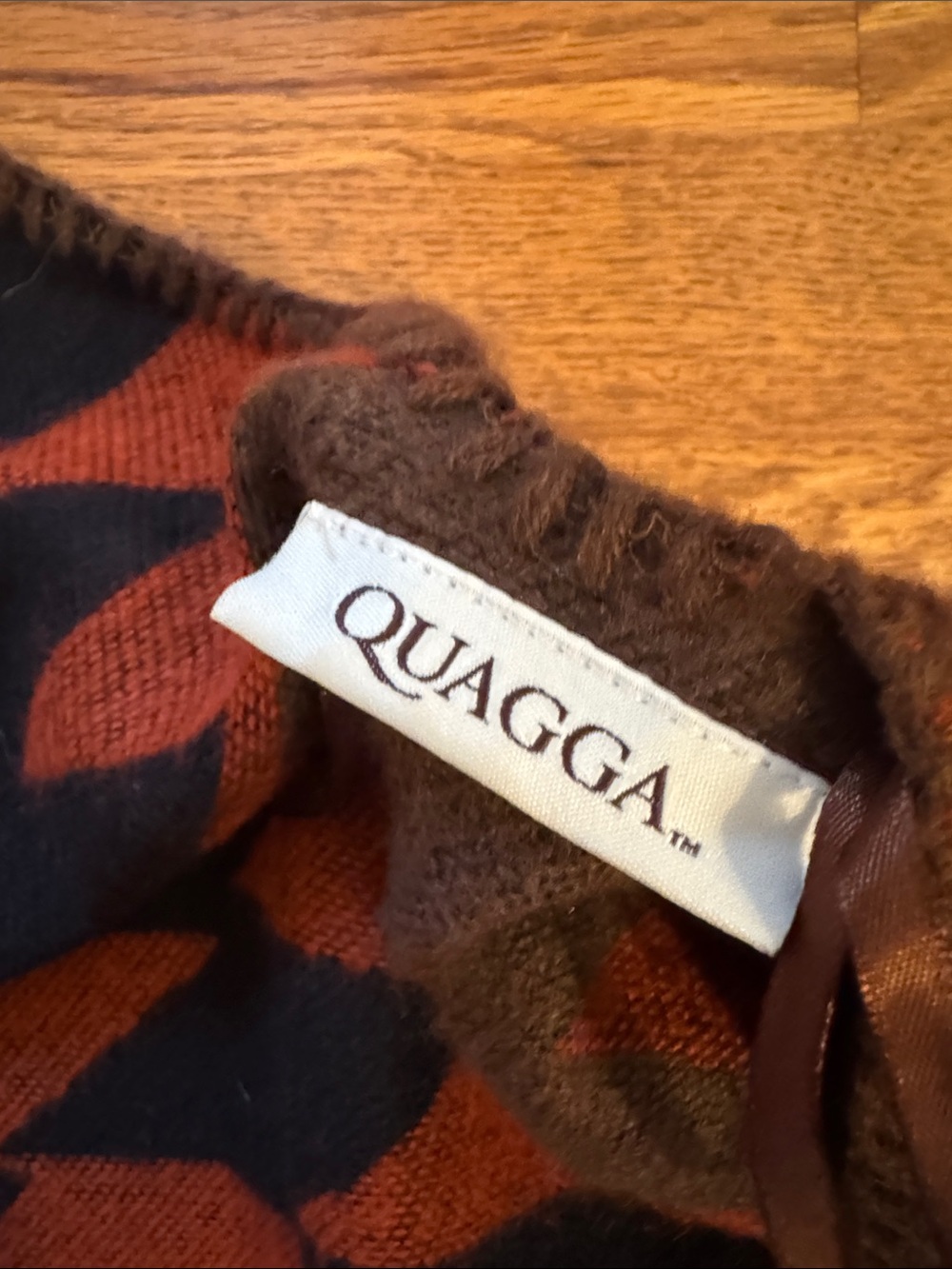Rust Aztec Pattern Wool poncho- - Picture 2 of 4